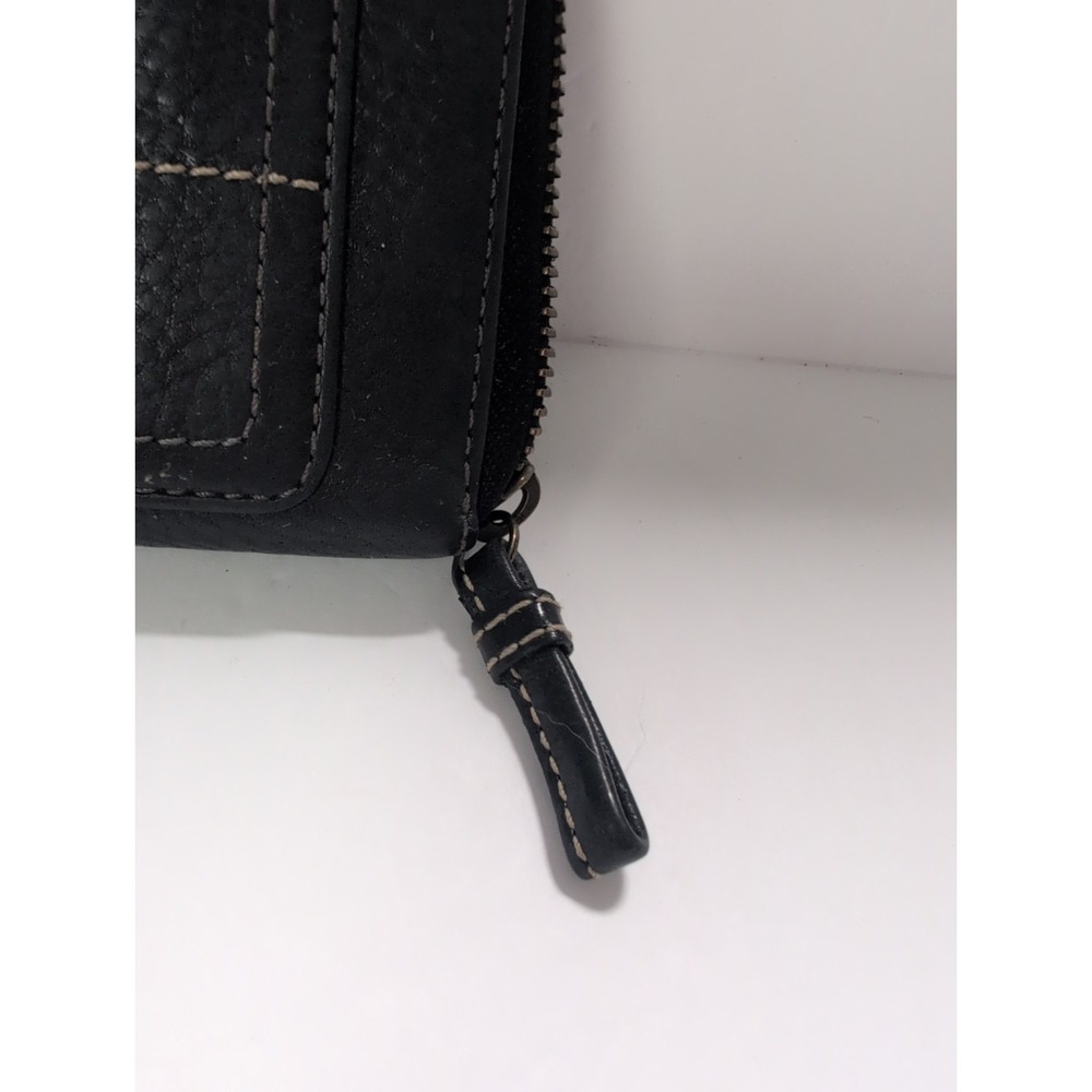 Vintage Coach Zip Around Wallet Black Pebbled Leather - Picture 6 of 9